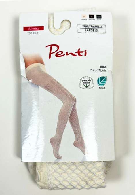 Dres damă Penti 150 DEN ,,Almira''- cu model croșetat, Culoare Vanilie, Engros